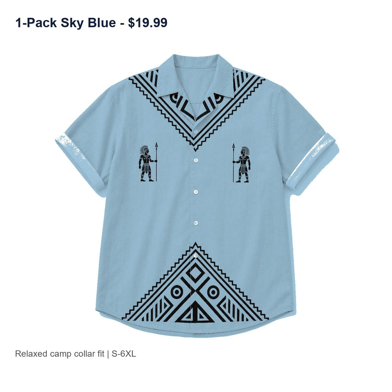 CLEARANCE SALE - Men's Tribal Pattern Camp Collar Shirt - 14 Colors & Bundle Deals