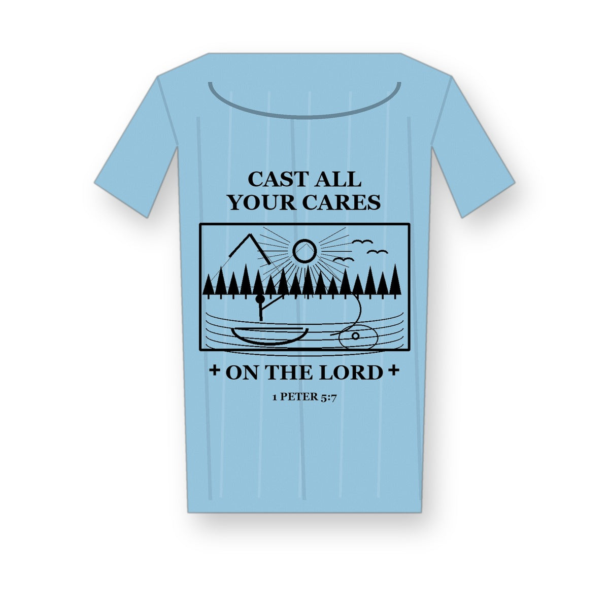 CLEARANCE SALE - Men's Cast All Your Cares Fishing Graphic Tee - 14 Colors & Bundle Deals