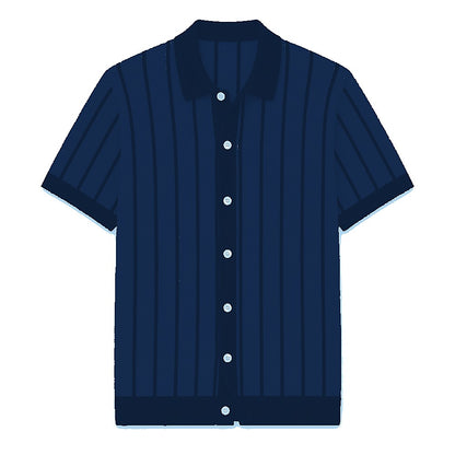 CLEARANCE SALE - Men's Striped Knit Polo Cardigan - 14 Colors & Bundle Deals