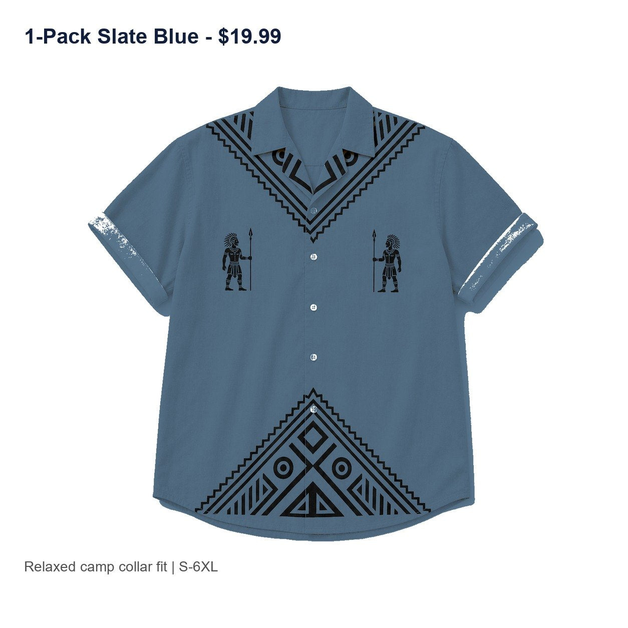 CLEARANCE SALE - Men's Tribal Pattern Camp Collar Shirt - 14 Colors & Bundle Deals
