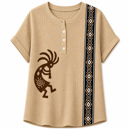 CLEARANCE SALE - Women's Southwest Kokopelli Henley Top - 14 Colors & Bundle Deals