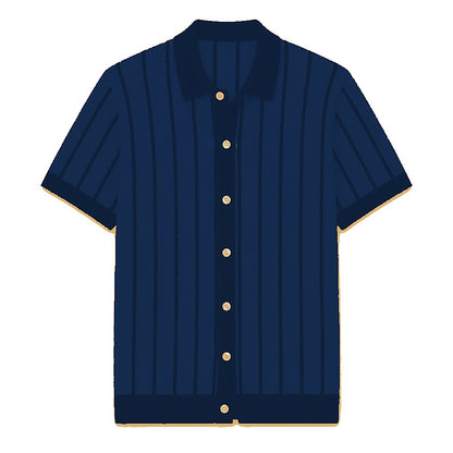 CLEARANCE SALE - Men's Striped Knit Polo Cardigan - 14 Colors & Bundle Deals