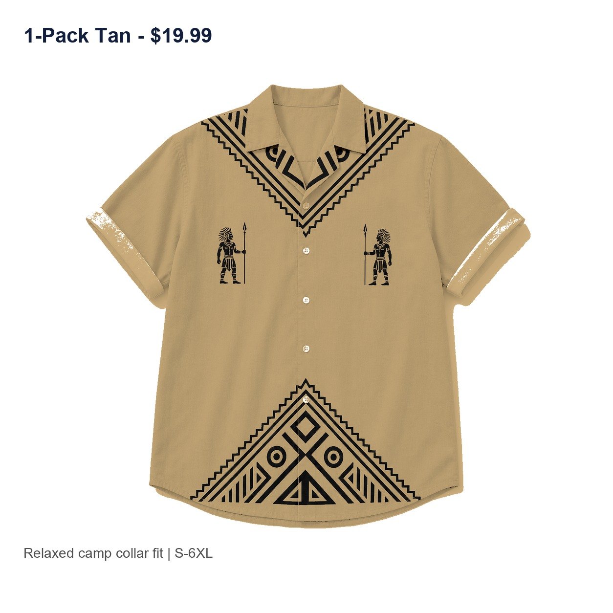 CLEARANCE SALE - Men's Tribal Pattern Camp Collar Shirt - 14 Colors & Bundle Deals