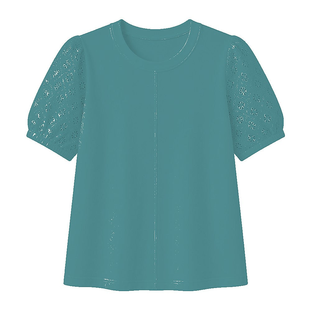 CLEARANCE SALE - Women's 95% Cotton Eyelet Sleeve Tee - 14 Colors & Bundle Deals