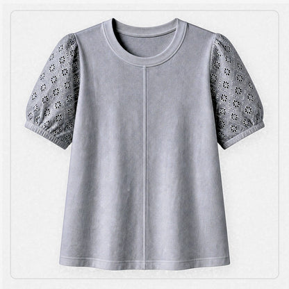 CLEARANCE SALE - Women's 95% Cotton Eyelet Sleeve Tee - 14 Colors & Bundle Deals