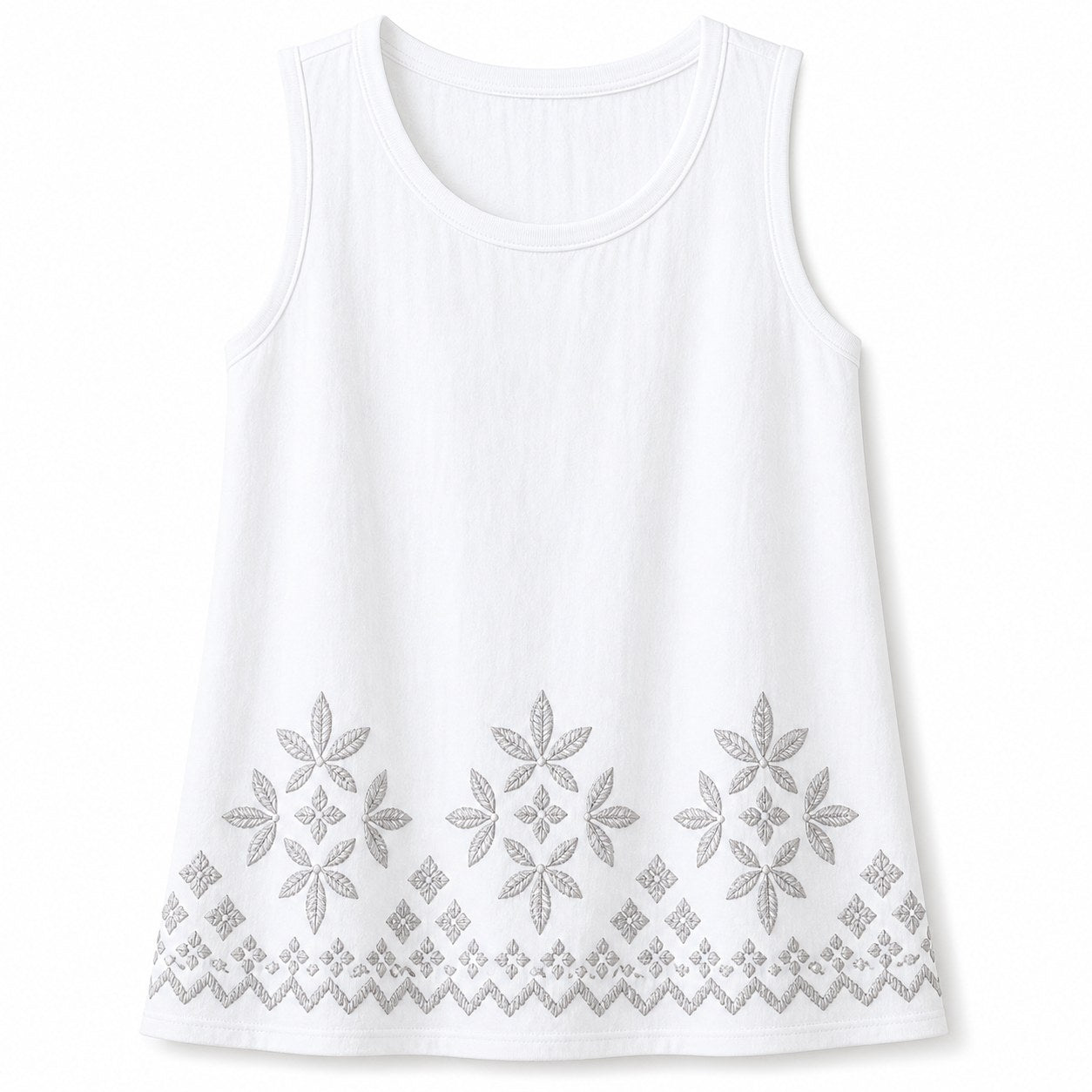 CLEARANCE SALE - Women's Embroidered Border Sleeveless Tank Top - 14 Colors & Bundle Deals