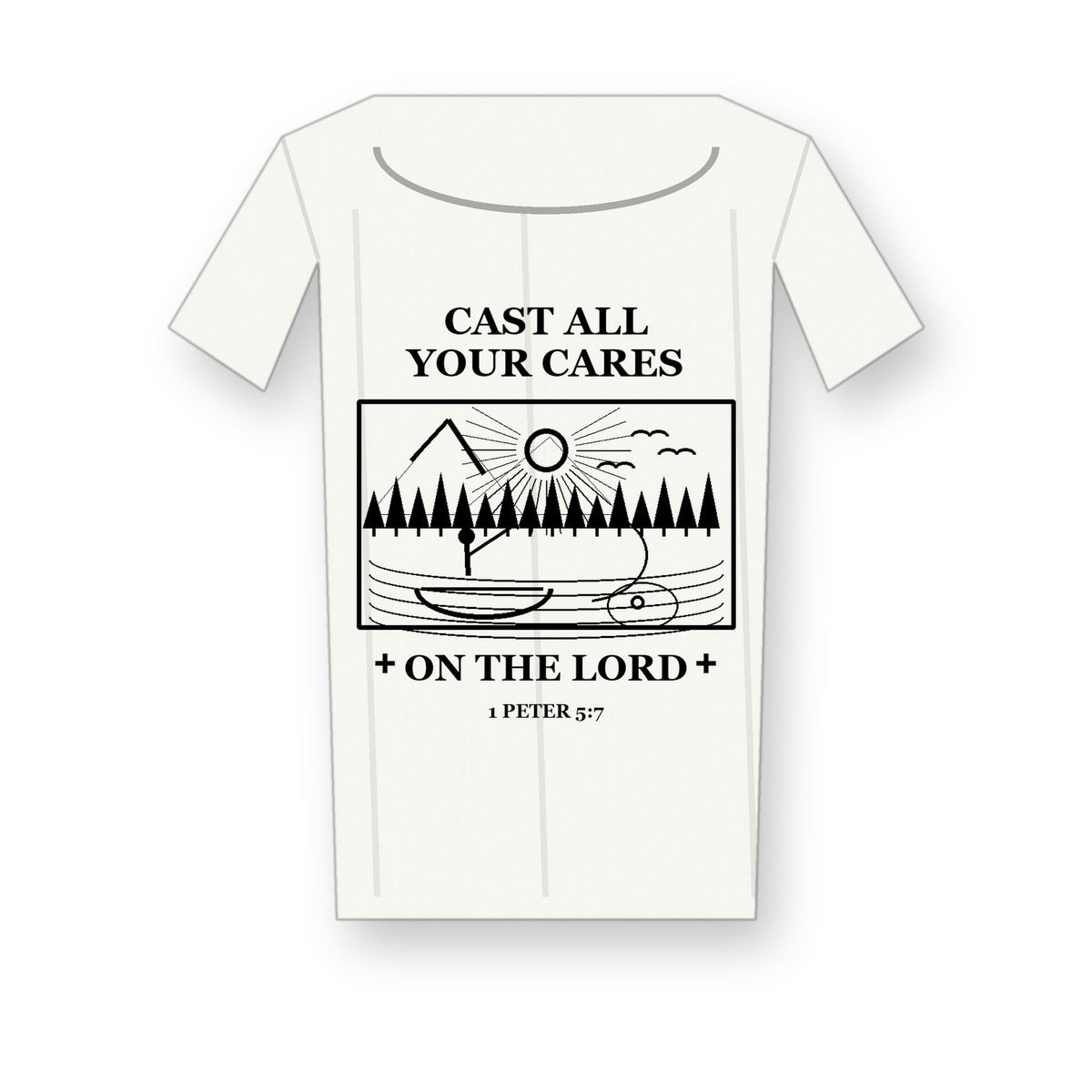 CLEARANCE SALE - Men's Cast All Your Cares Fishing Graphic Tee - 14 Colors & Bundle Deals